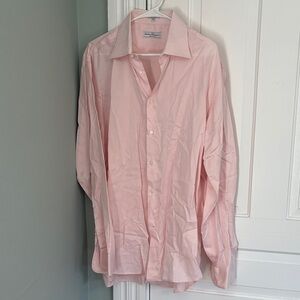 Salvatore Ferragamo Men's Pink Dress Shirt 100% cotton Button Down Size 43L 17